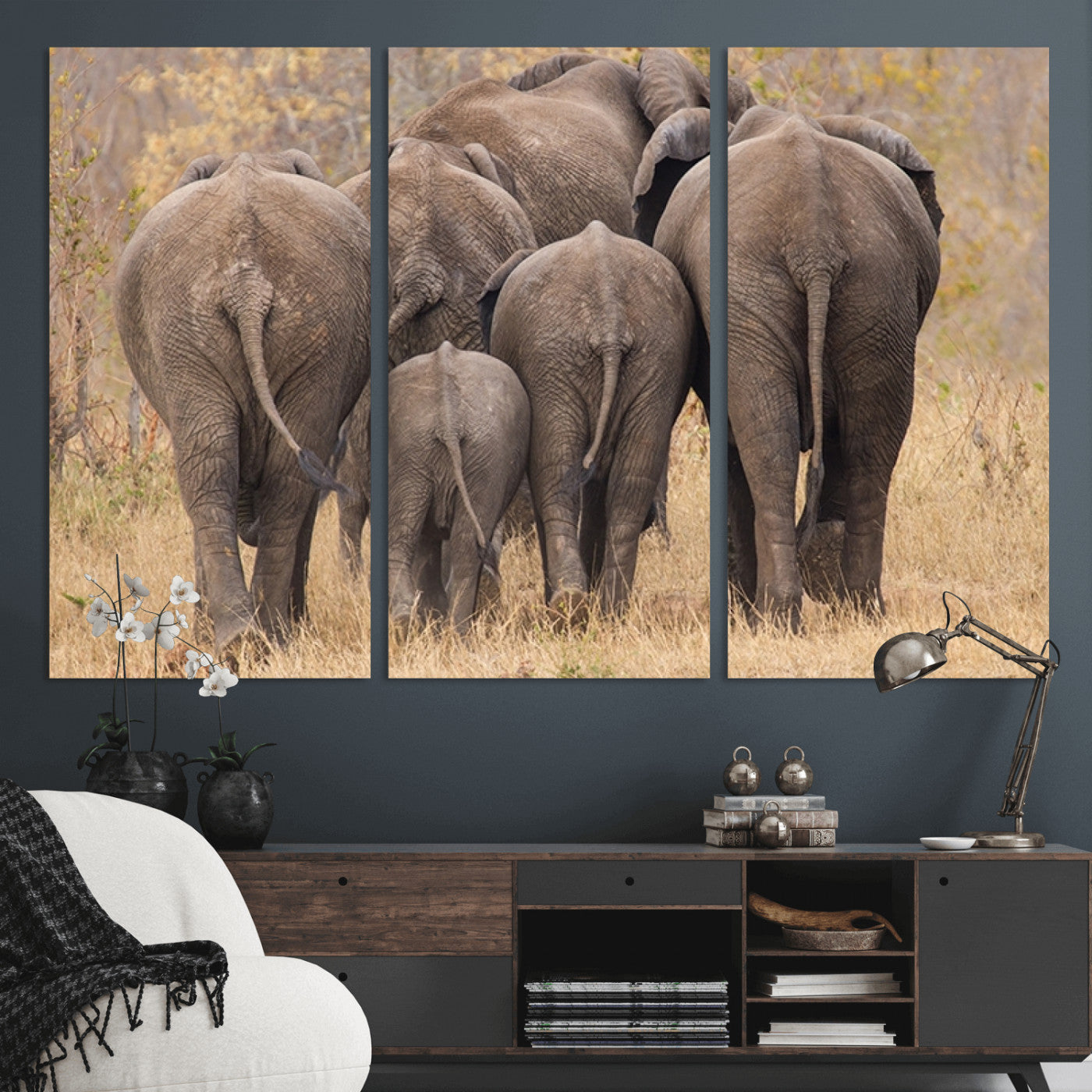 MGV-CV-48X32-3P - Wild Elephant Wall Art Canvas Print