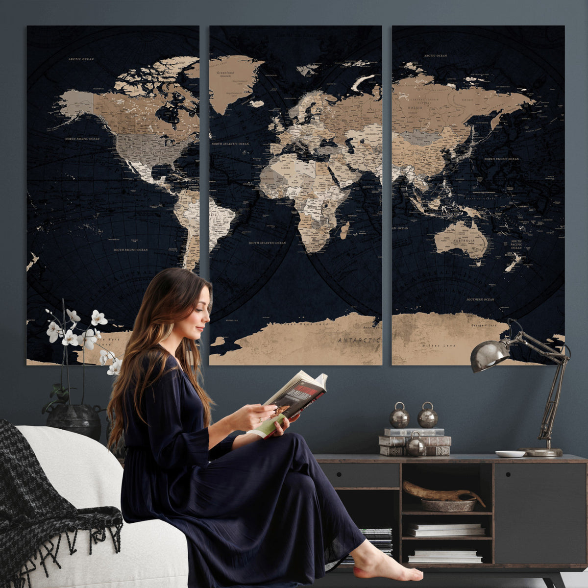 25812727-MGV-CV-36X24 - Grunge Wall Art World Map Canvas Print