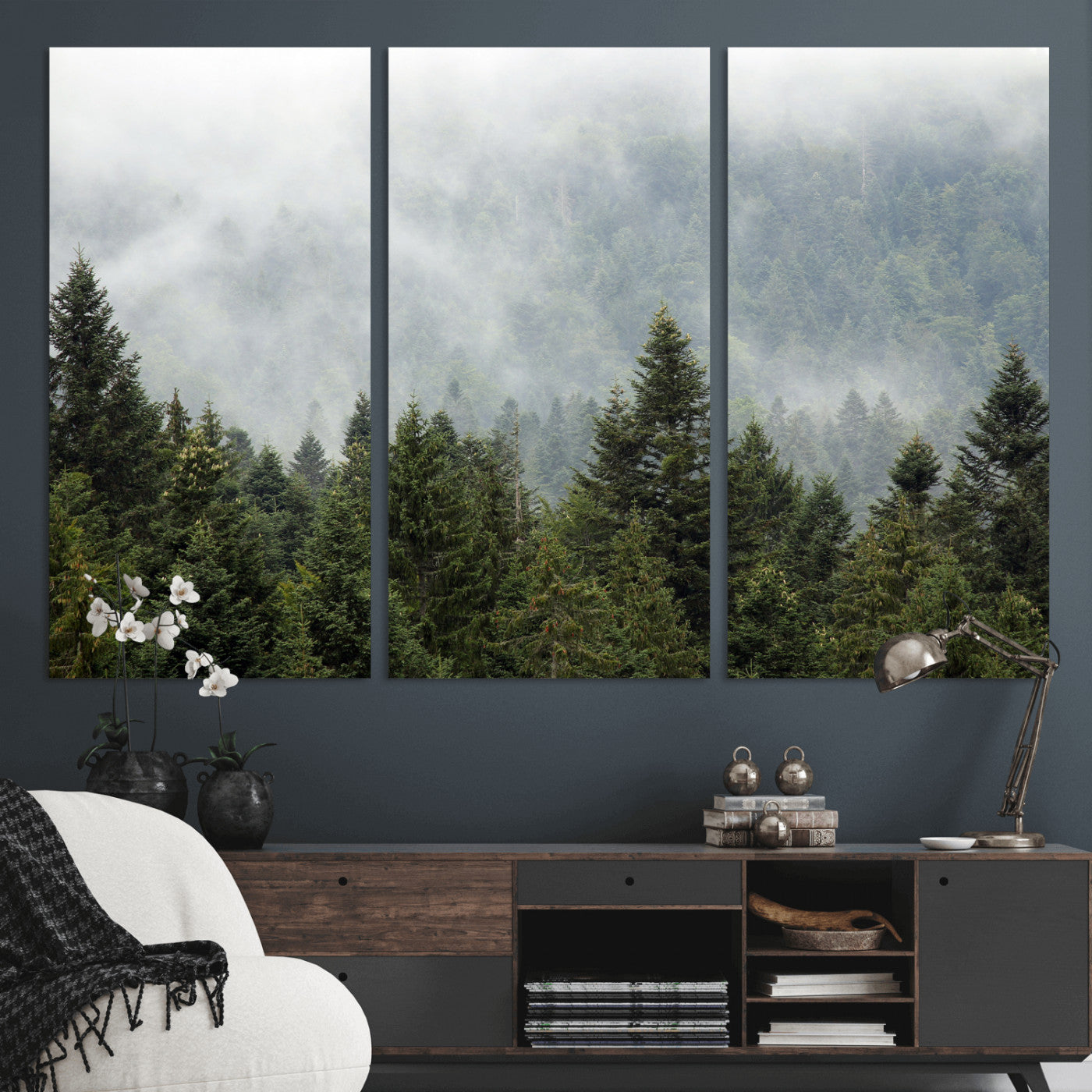 37010054-MGV-CV-36X24 - Misty Mountain Forest Wall Art Canvas Print