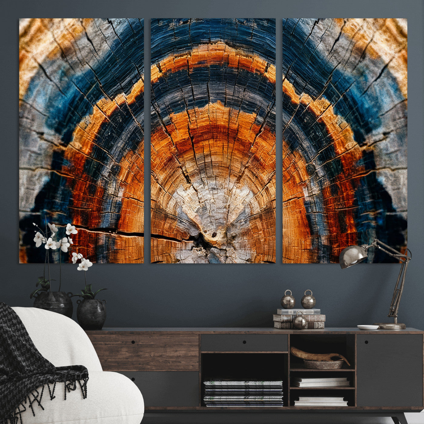 92693966N-MGV-CV-36X24 - Abstract Wood Grain Canvas Print, Tree Ring Pattern Wall Art, Framed Canvas Ready to Hang