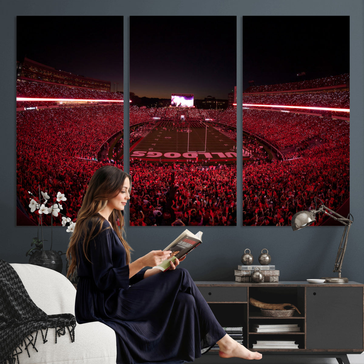 76277124-MGV-CV-36X24 - Sanford Stadium Wall Art Canvas Print – Georgia Bulldogs Football Artwork Print for Home, Office, and Sports Room Decor