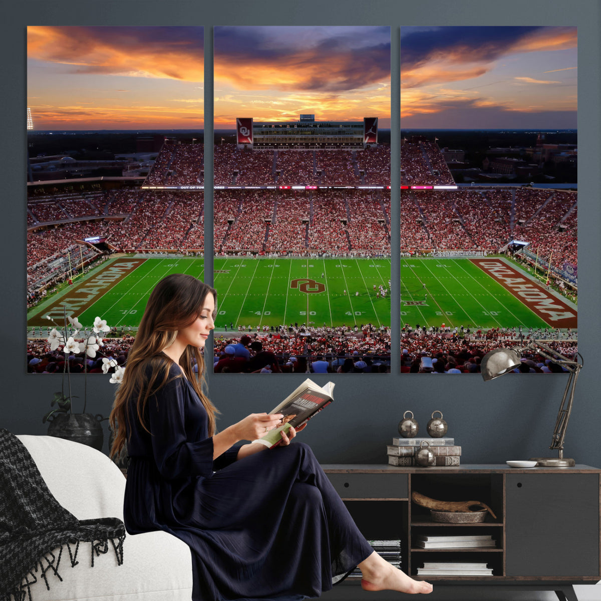 51457497-MGV-CV-36X24 - Oklahoma Sooners Stadium Wall Art Canvas Print, College Football Decor