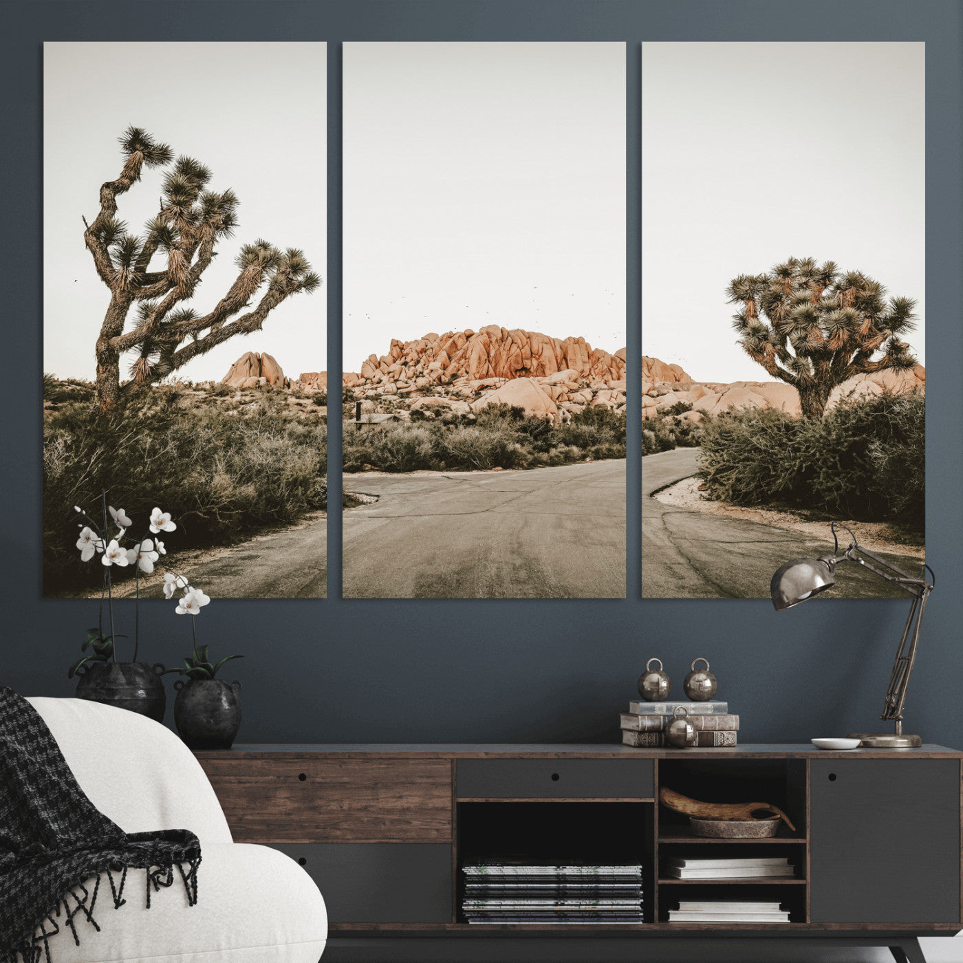 97248544-MGV-CV-36X24 - Joshua Tree Desert Wall Art Canvas Print, Minimal Southwestern Landscape Nature Wall Decor for Modern and Boho Interiors