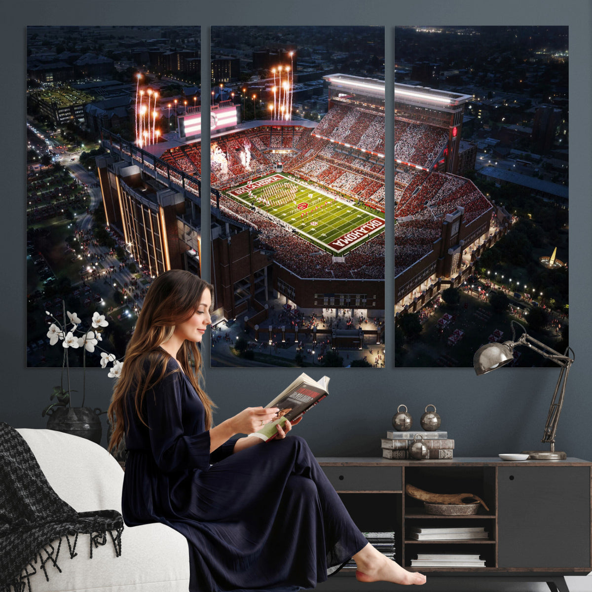 16867141-MGV-CV-36X24 - Oklahoma Memorial Stadium, Gaylord Memorial Stadium Wall Art