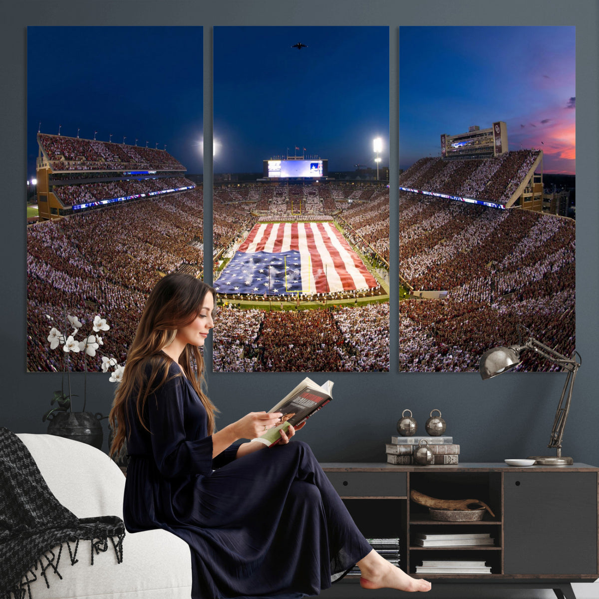 12979182-MGV-CV-36X24 - Oklahoma Sooners Memorial Stadium Wall Art Canvas Print