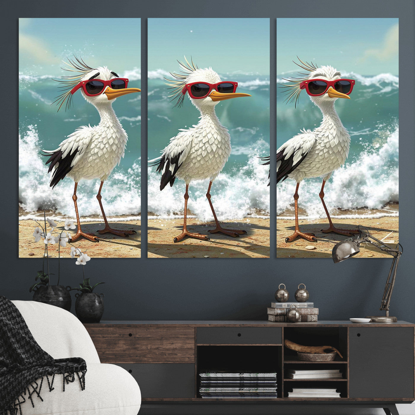 Funny Seagull Wall Art - Coastal Decor for Beach Lovers