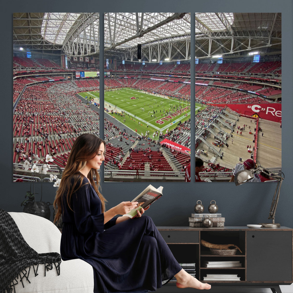 30579717-MGV-CV-36X24 - State Farm Stadium Canvas Wall Art, Arizona Cardinals Football Stadium Print, Glendale NFL Arena Panorama Artwork