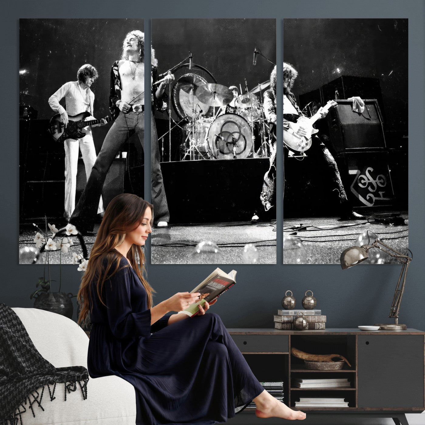 Led Zeppelin Live Concert Canvas Wall Art, Classic Rock Band