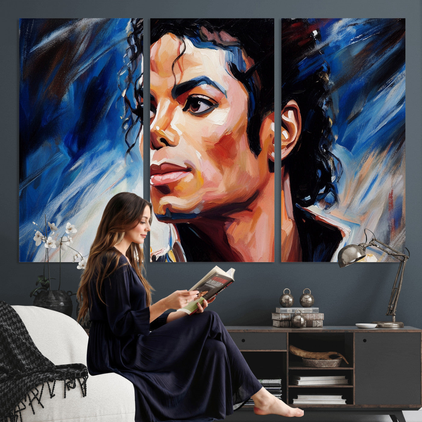 51466481-MGV-CV-36X24 - Abstract Michael Jackson Photo Wall Art Canvas Print