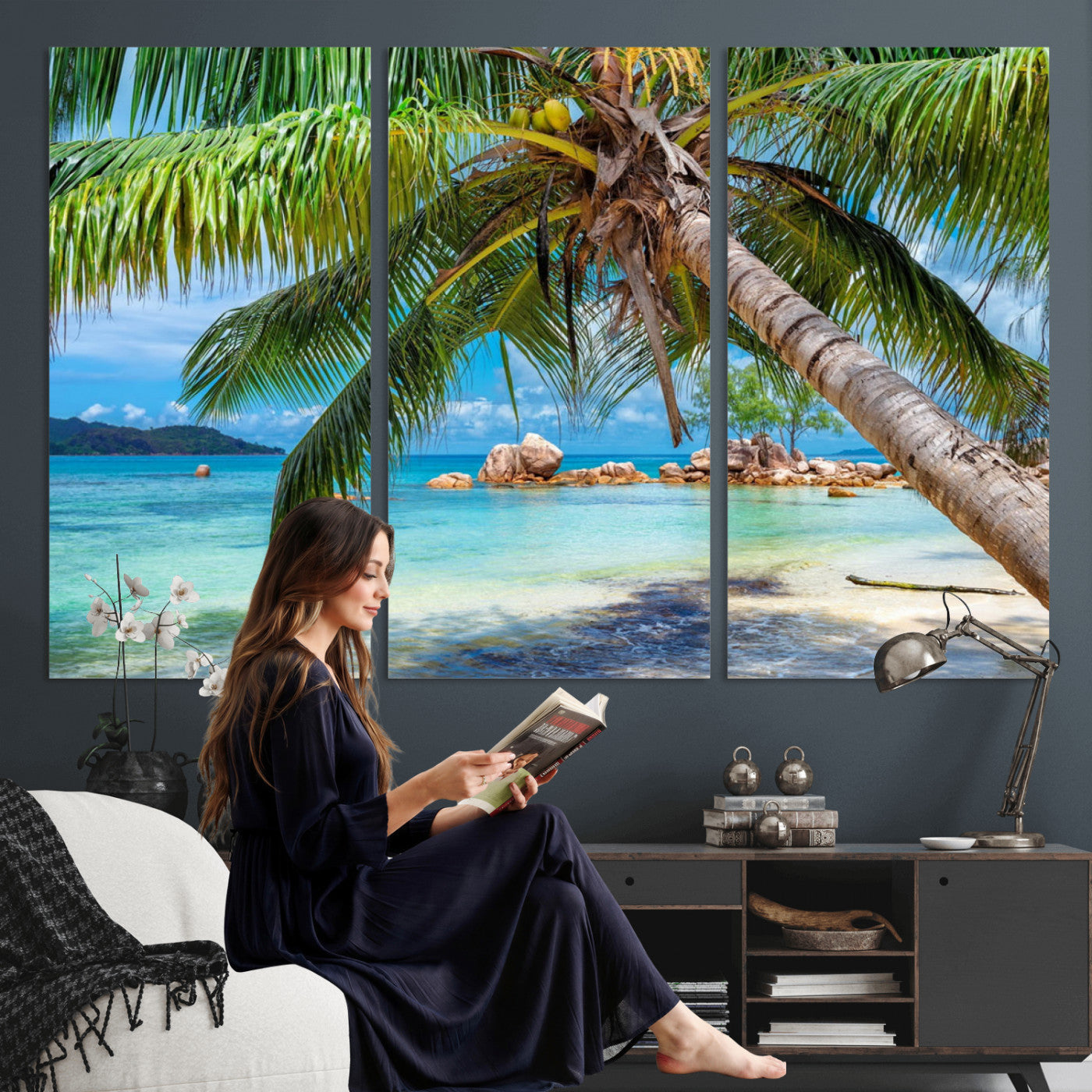86824715-MGV-CV-36X24 - Seychelles Beach Canvas Wall Art - Anse Volbert Praslin Island Print