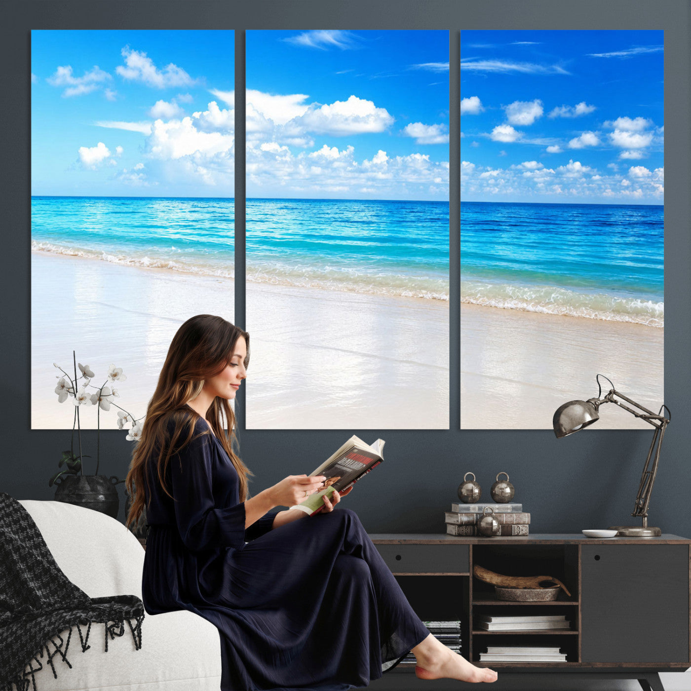 67491909-MGV-CV-36X24 - Tropical Beach Ocean Wall Art Canvas Print for Home Decor