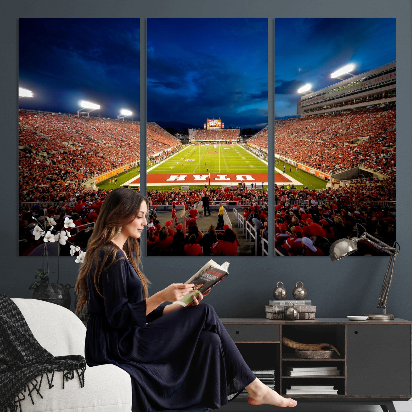 74019251-MGV-CV-36X24 - Rice-Eccles Stadium Wall Art Canvas Print - Utah Salt Lake City Stadium Print