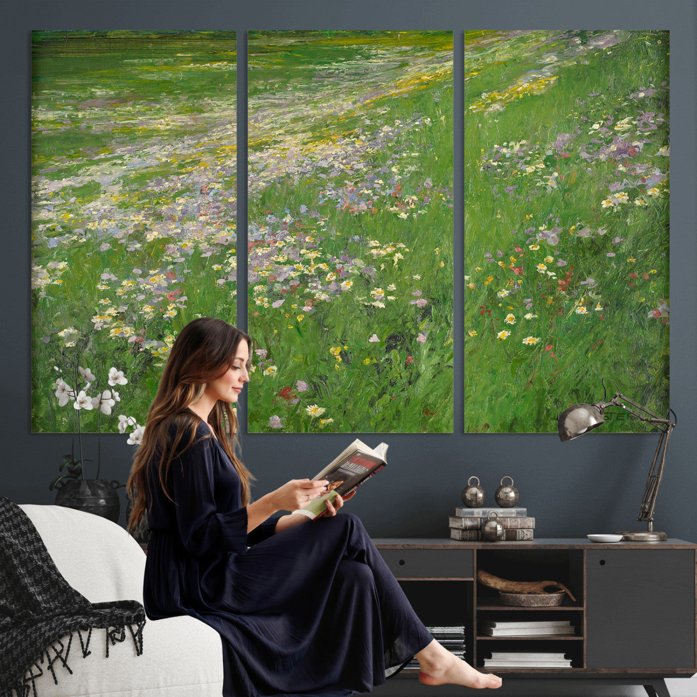 63535040-MGV-CV-36X24 - Alexander Koester Flower Meadow Canvas Wall Art, Vintage Landscape Print