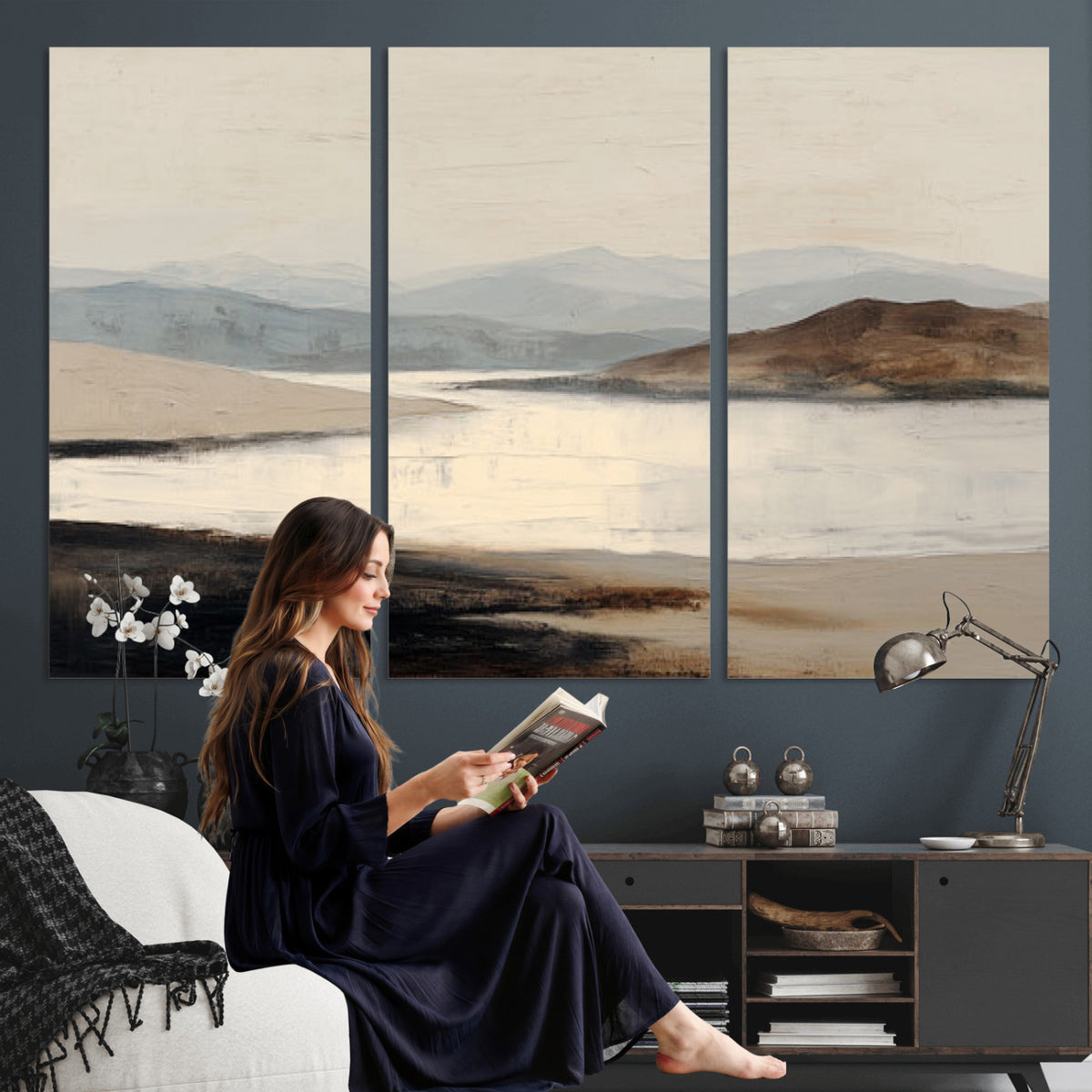 36873679-MGV-CV-36X24 - Modern Abstract Landscape Canvas Wall Art, Minimalist Nature Printing