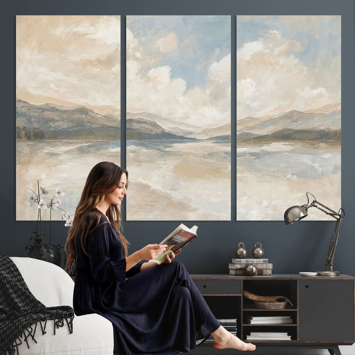 12998065-_Poster-30x20 - Serene Mountain and Lake Landscape Canvas Wall Art