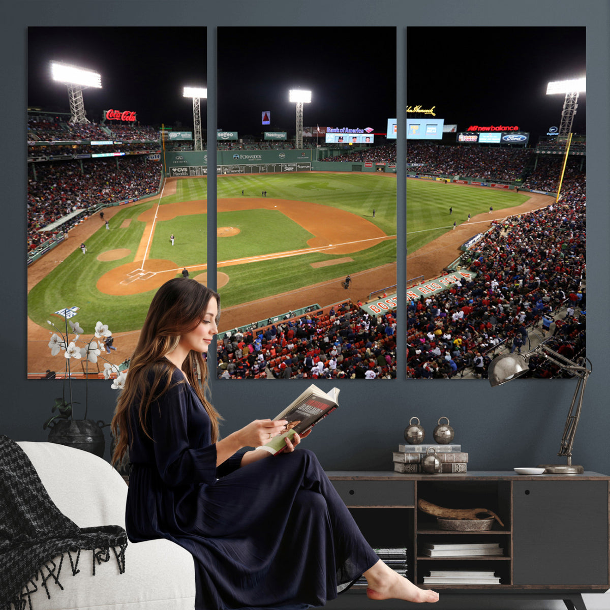 86945D-MGV-CV-36X24 - Fenway Park Boston Red Sox Baseball Stadium Wall Art Canvas Print for Gift Baseball Lover MLB Wall Art College Dorm Wall Decor Baseball Gift