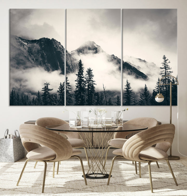 Montagnes Toile Foggy Forest Wall Art Mountain Banff Nal Park Print