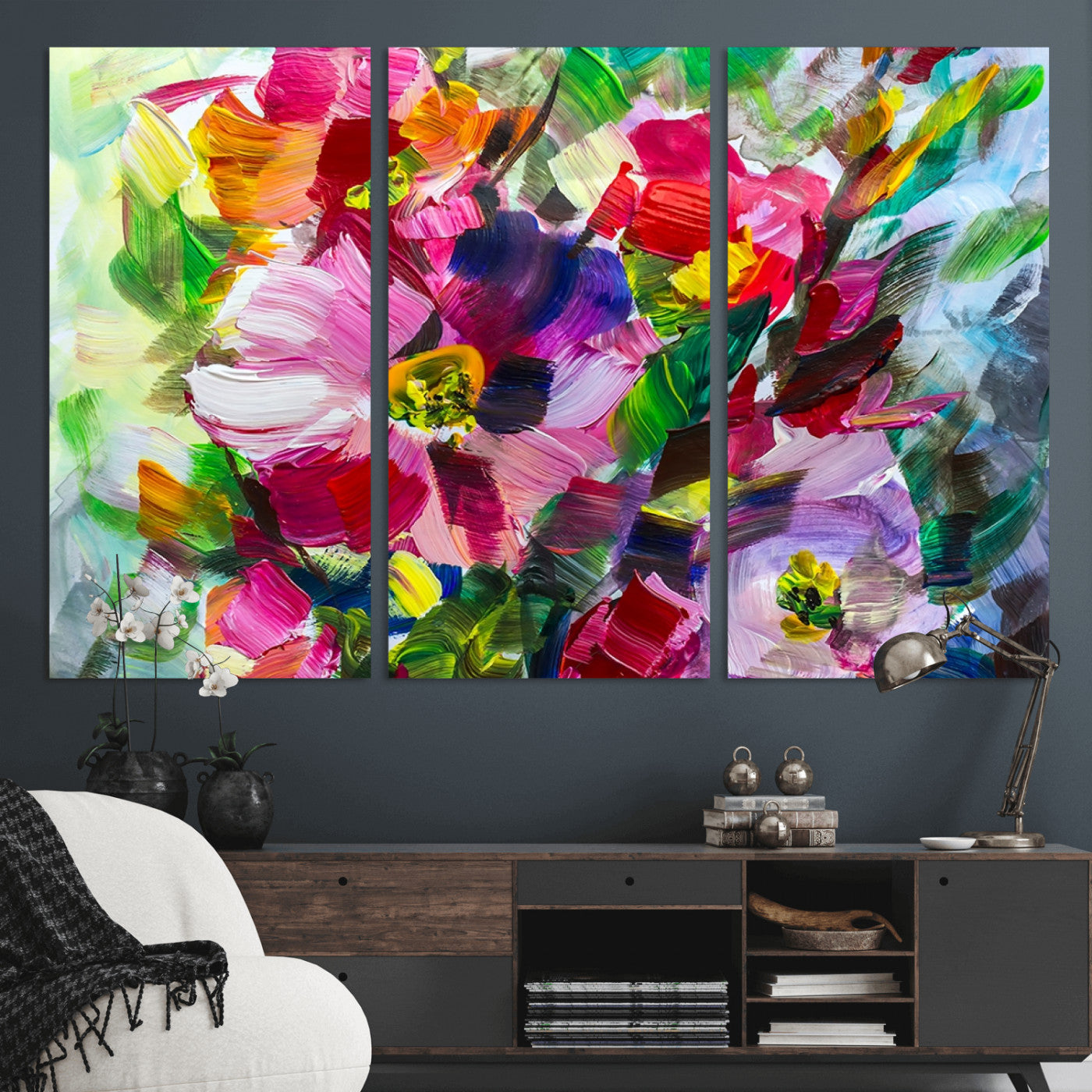 MGV-CV-48X32-3P - Oil Flower Abstract Canvas Print