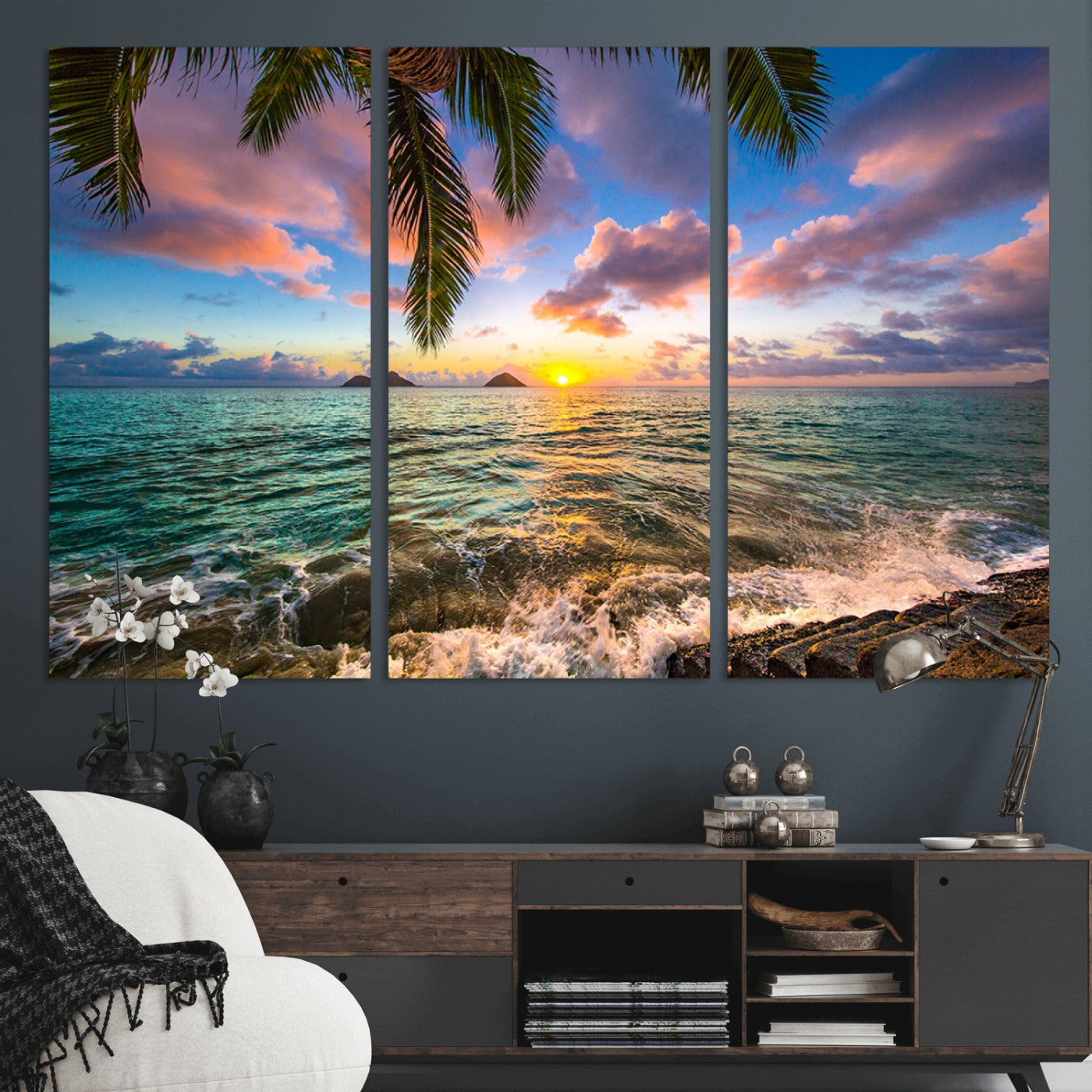 85985-MGV-CV-36X24-Framed Tropical Sunset Art Canvas Print