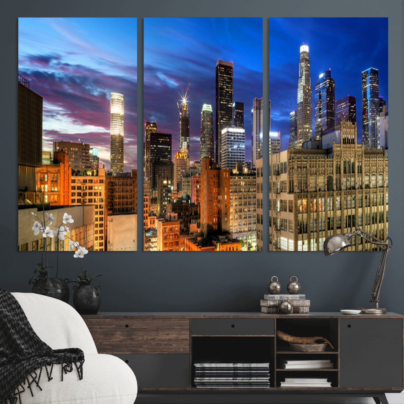 MGV-CV-48X32-3P - Los Angeles Night Wall Art Canvas Print