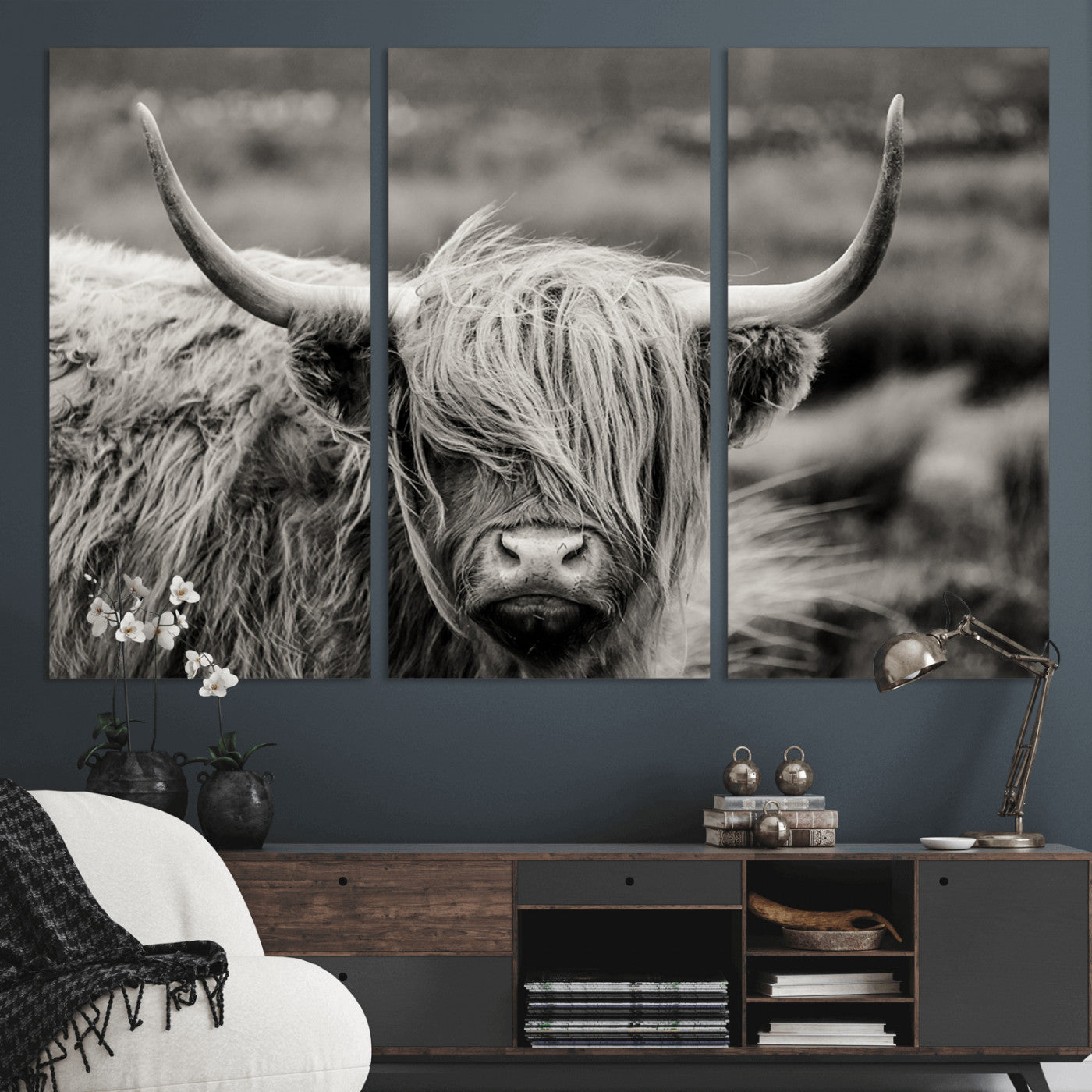 MGV-CV-48X32-3P - Cow Focus Canvas Wall Art Print