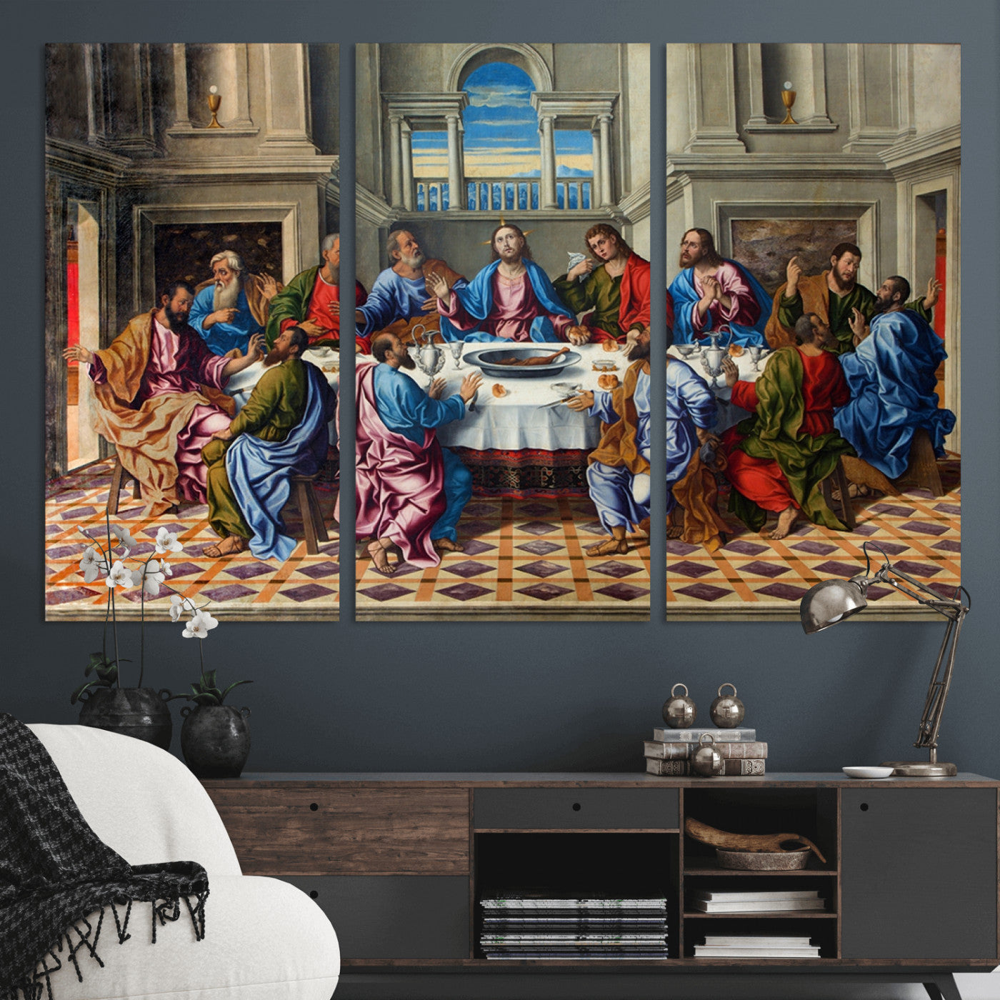MGV-CV-48X32-3P - The Last Supper Multi Panel Canvas Wall Art