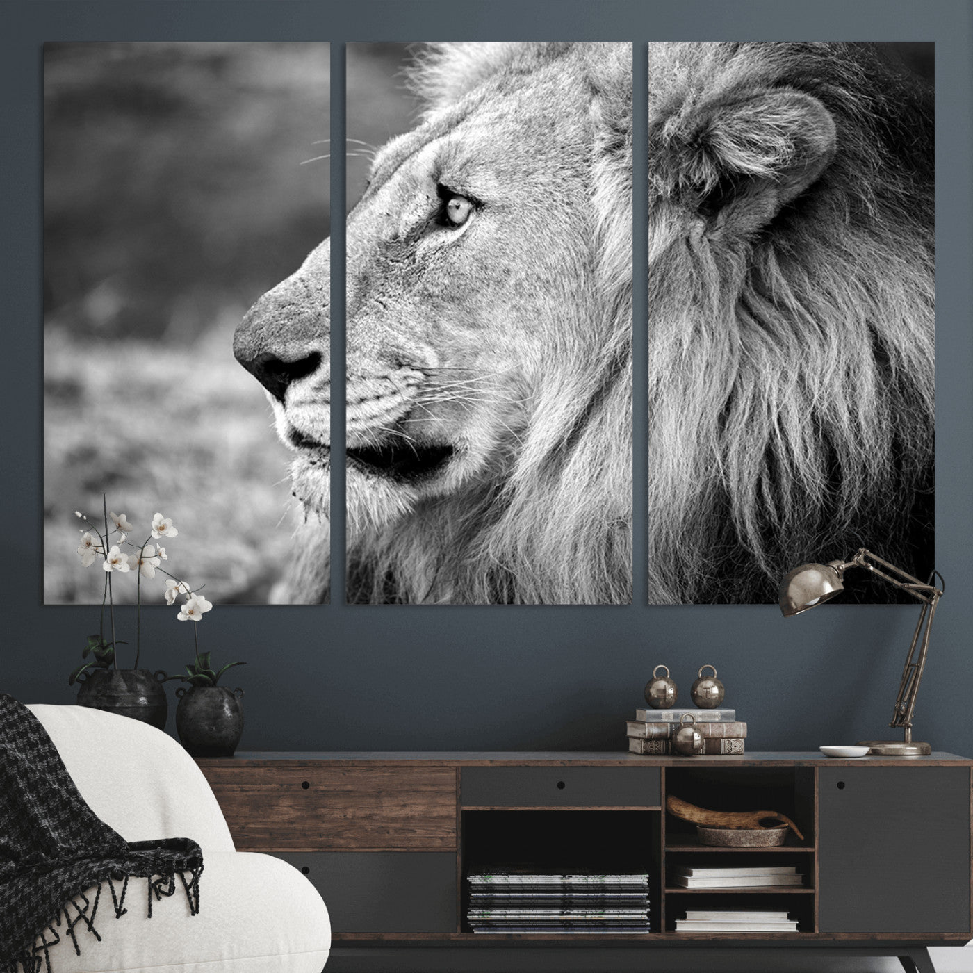 MGV-CV-48X32-3P - African Lion Wall Art Canvas Print