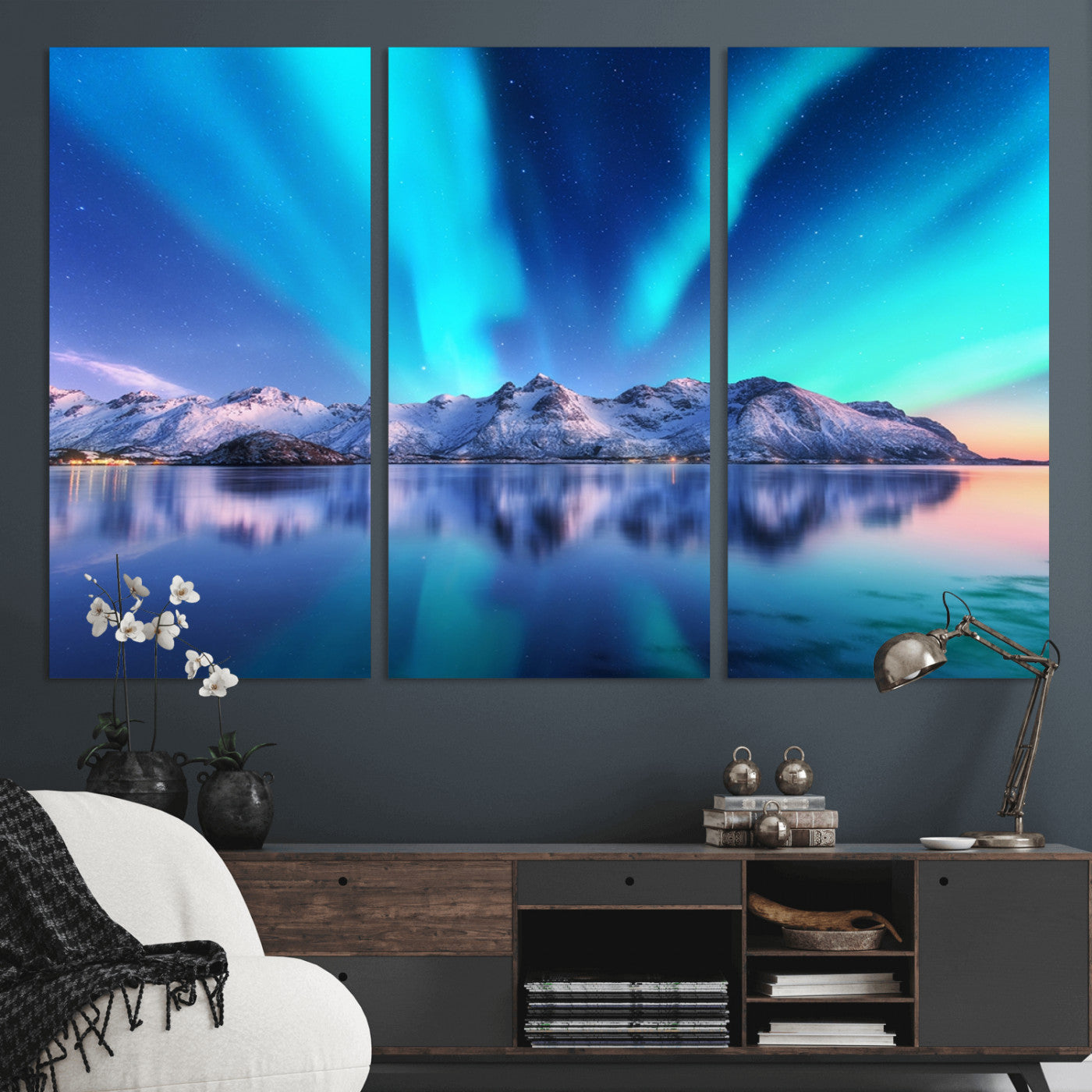 49902-MGV-CV-36X24-Northern Lights above Mountain Wall Art, Northern Lights Wall Art Canvas Print