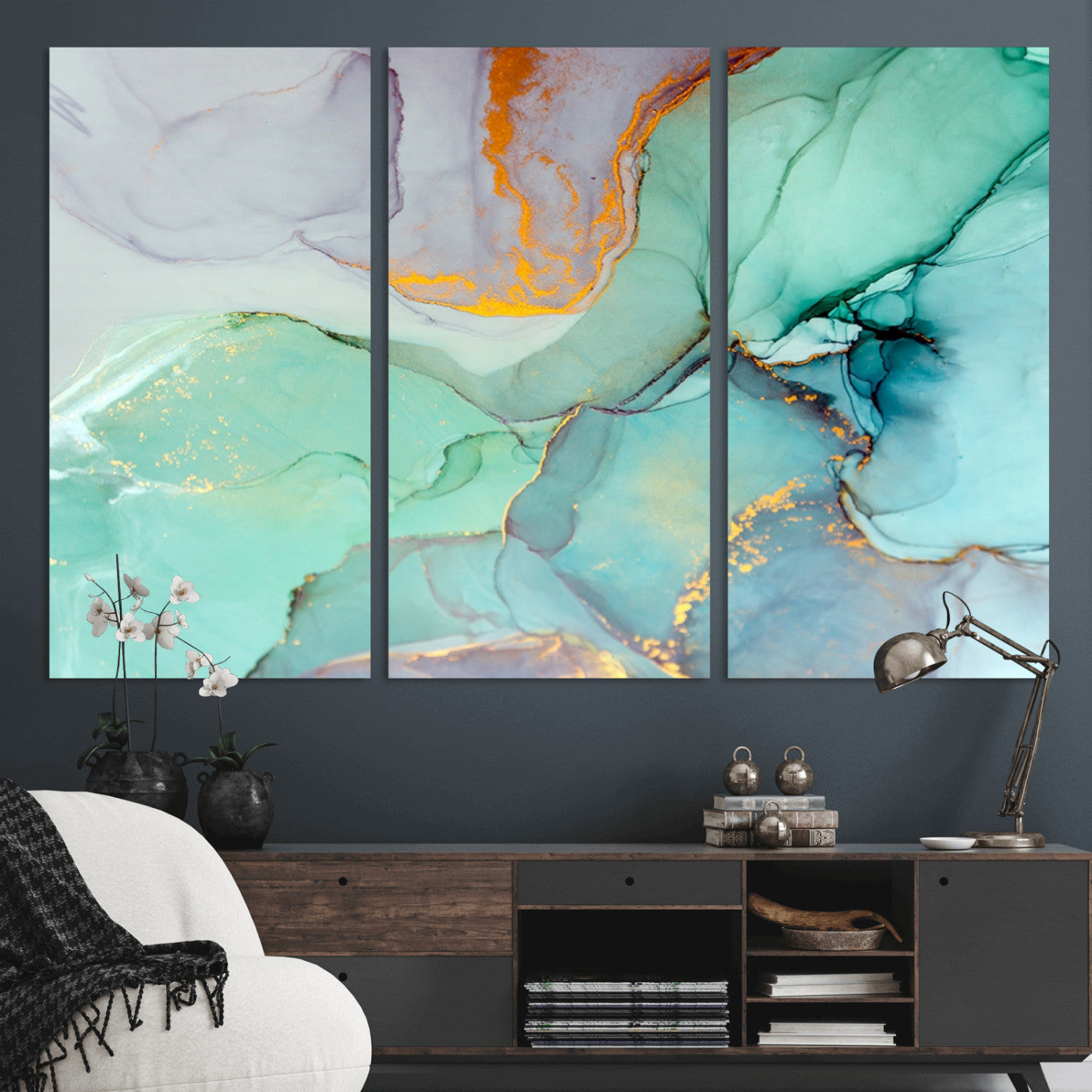 36934-MGV-CV-36X24-Colorful Marble Fluid Effect Canvas Wall Art Print