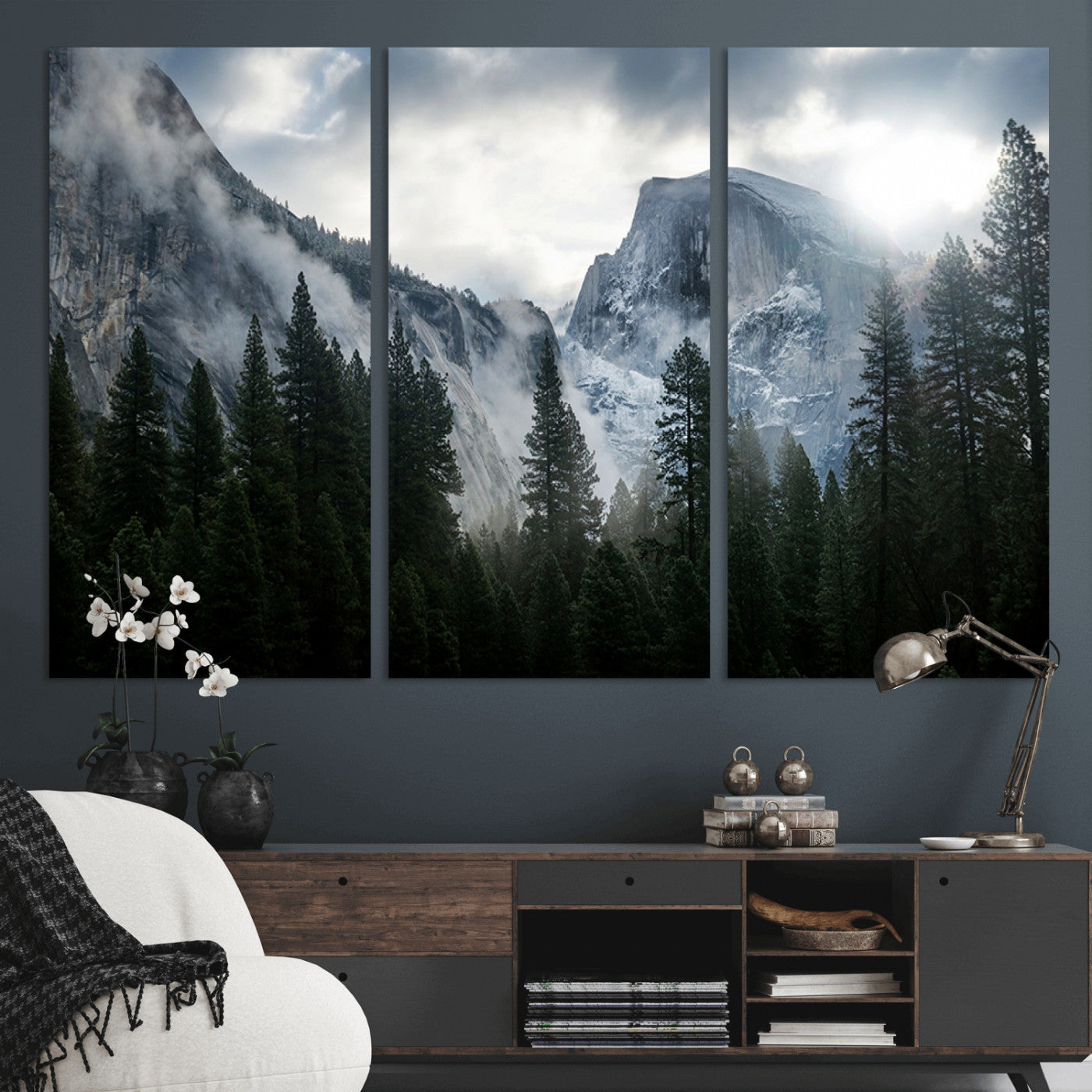 MGV-CV-48X32-3P - Wall Art Foggy Forest Landscape Canvas Print