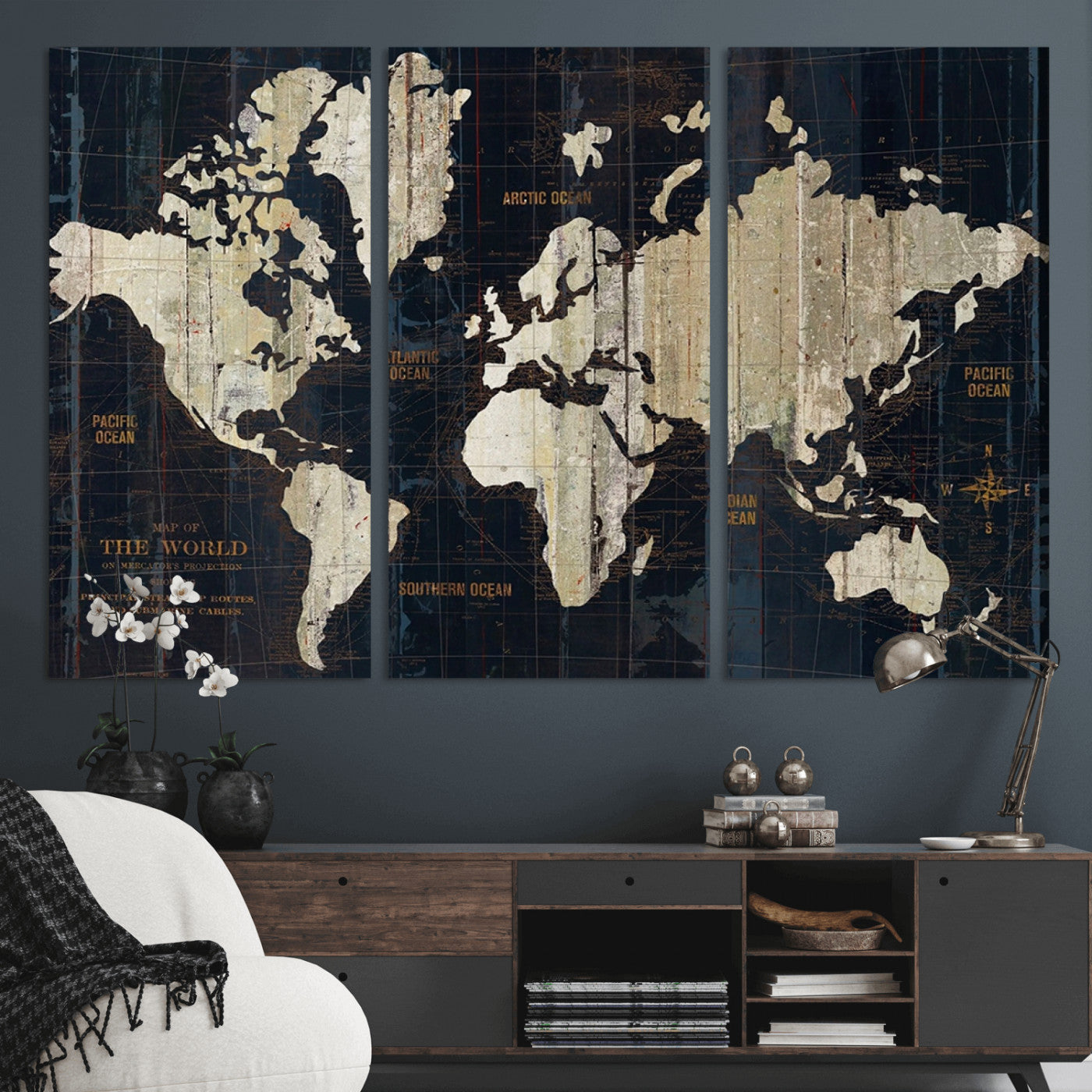 MGV-CV-48X32-3P - Push Pin World Map Canvas Print – Framed Wall Art for Couples to Track Their Travels – Anniversary