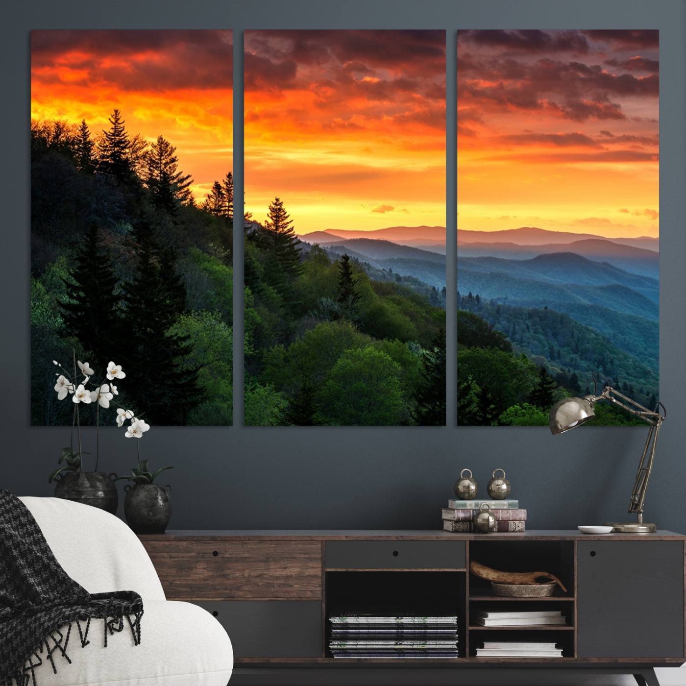 28501-MGV-CV-36X24-Forest Landscape Wall Art Sunset Canvas, Forest Sunset Canvas Print