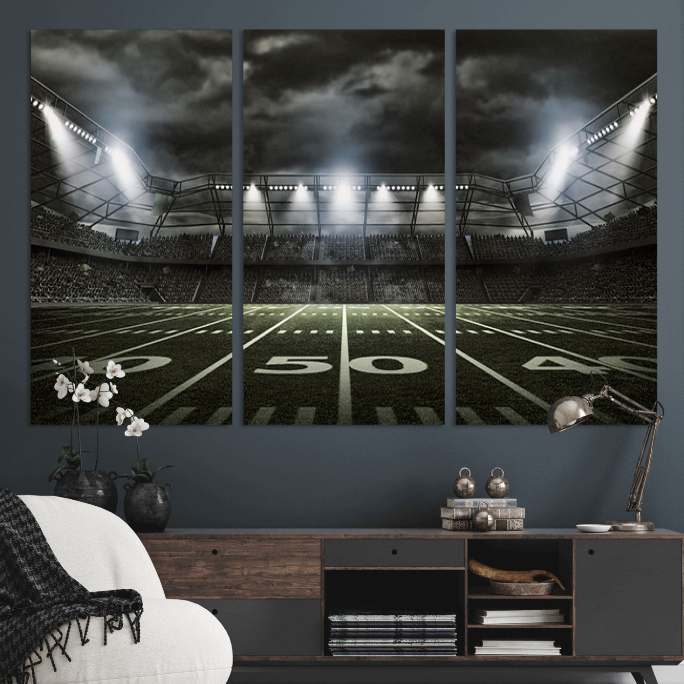 90107-MGV-CV-36X24-American Football Stadium Wall Art Canvas Print, Stadium Sport Wall Art Print