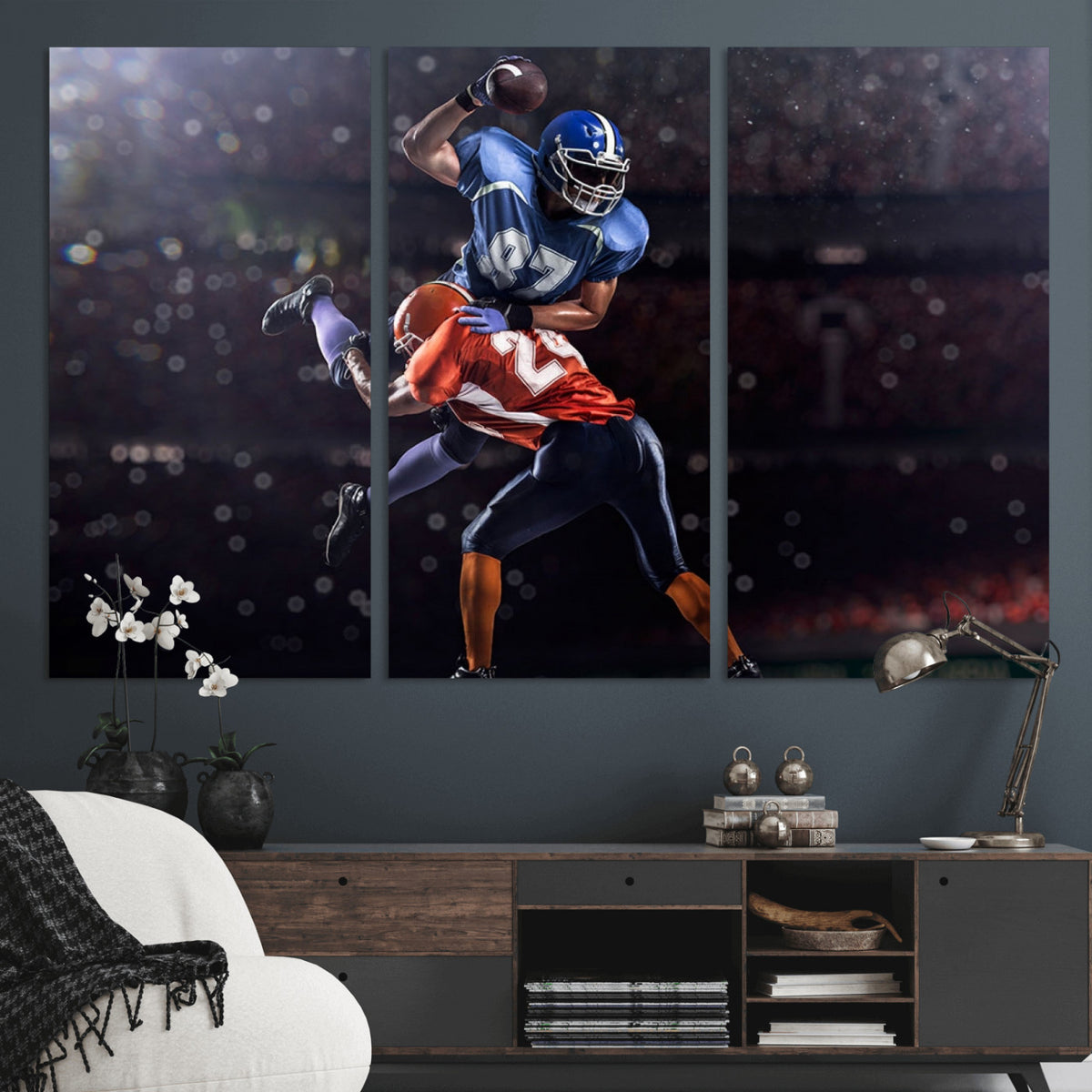 76491-MGV-CV-36X24 - American Football Wall Art Canvas Print, Stadium Sport Wall Art Print