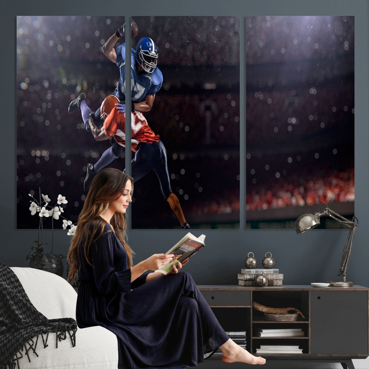 68009-MGV-CV-36X24 - American Football Wall Art Canvas Print, Stadium Sport Wall Art Print