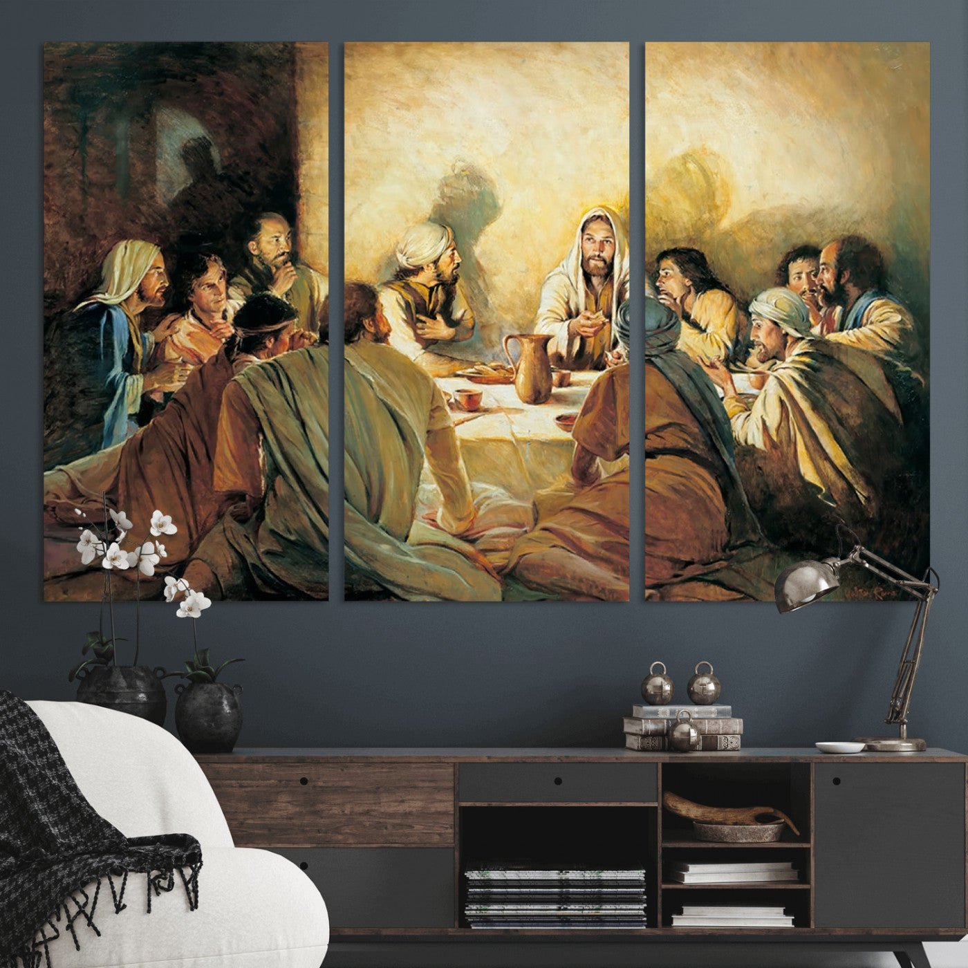 -Last Supper Wall Art Canvas Print, Framed Jesus Painting Art Picture Print, Moderne Bibel Perfect Traditional/Religious Decor Artwork