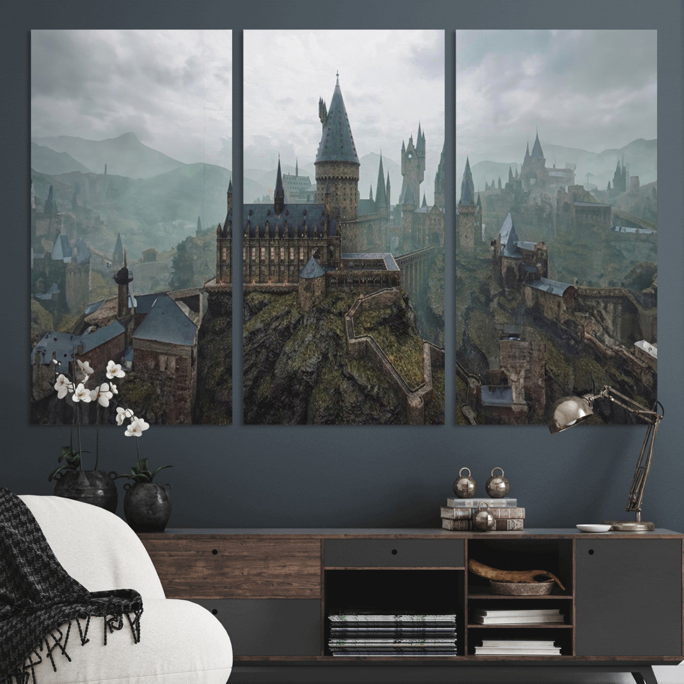 MGV-CV-48X32-3P - Disney Castle Wall Art Canvas Print, Living Kids Home Room Decor Art Print