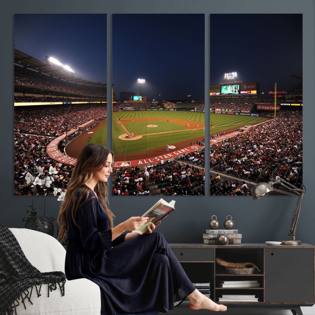 88896-MGV-CV-36X24 - Los Angeles Angels Baseball Team Print, Anaheim Angel Stadium Wall Art