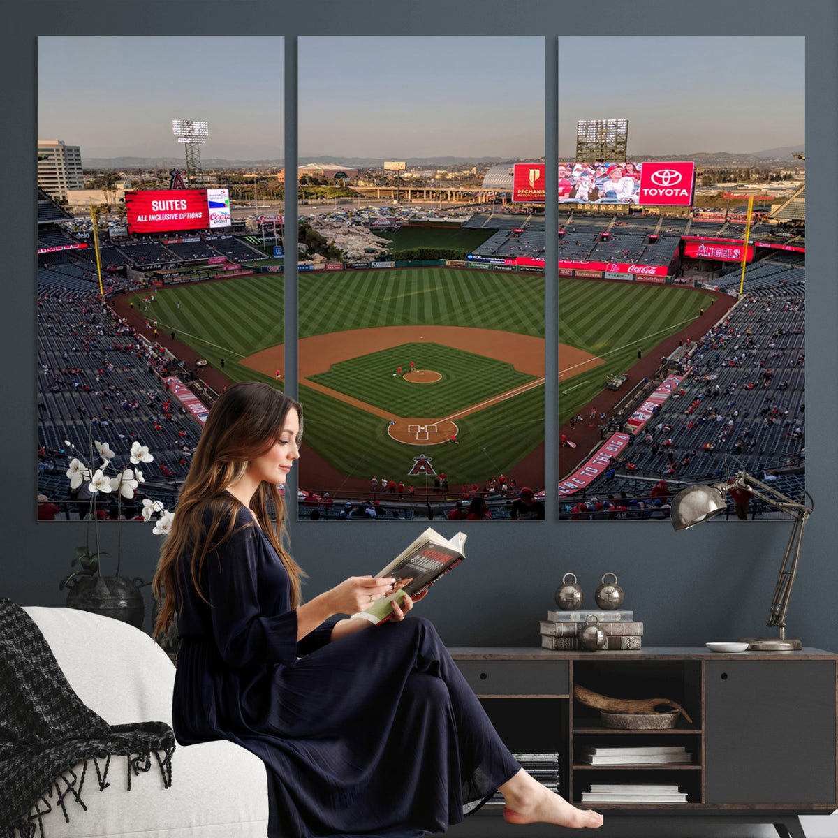 45864-MGV-CV-36X24 - Los Angeles Angels Baseball Canvas Print, Anaheim Angel Stadium Wall Art
