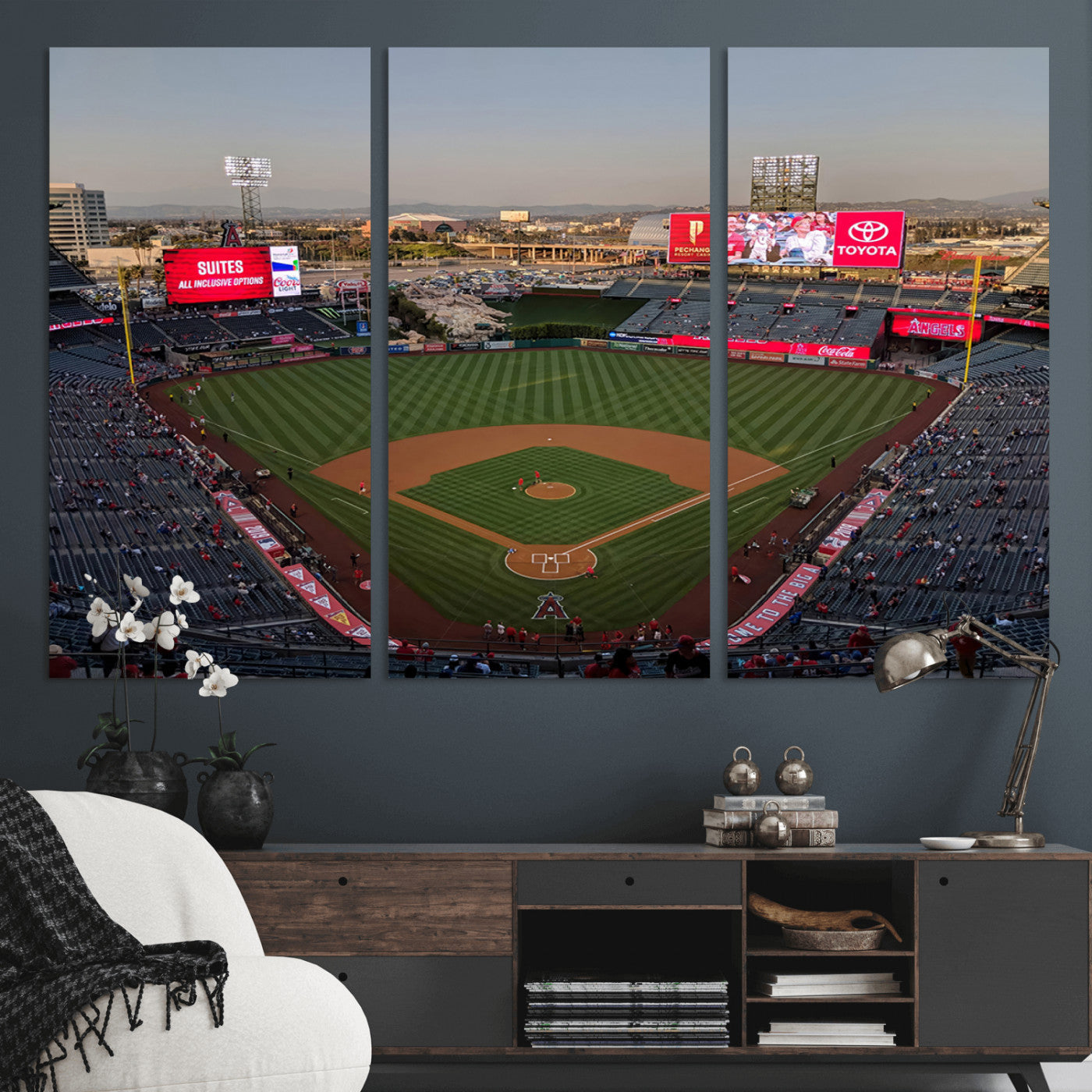 MGV-CV-48X32-3P - Los Angeles Angels Baseball Canvas Print - Anaheim Angel Stadium Wall Art Canvas Print