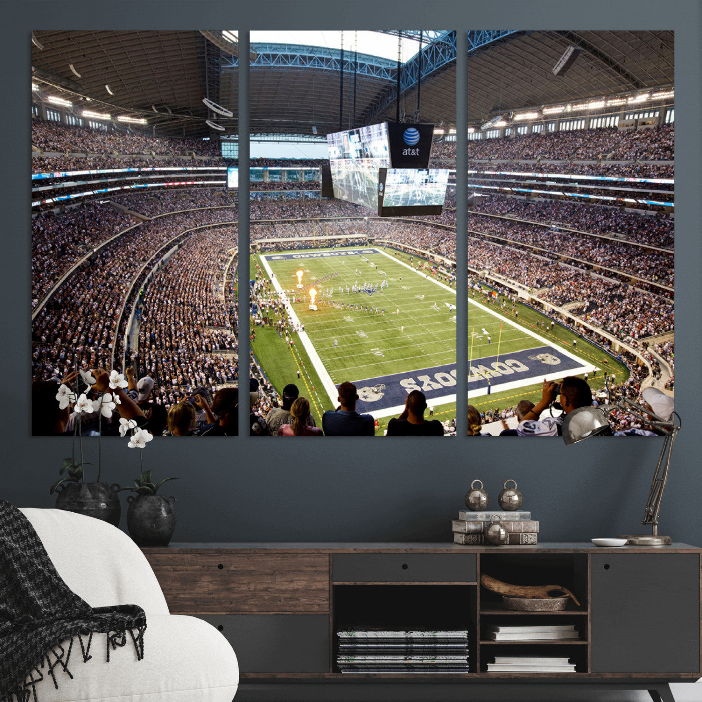MGV-CV-48X32-3P - Dallas Cowboys Football Team Print - Arlington AT&T Stadium Wall Art Canvas Print