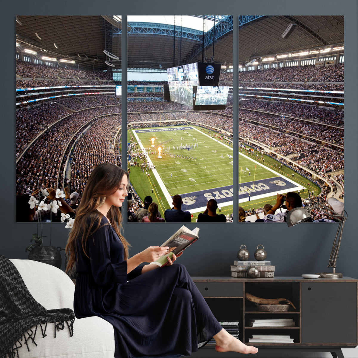 82096-MGV-CV-36X24 - Dallas Cowboys Football Team Print - Arlington AT&T Stadium Wall Art Canvas Print