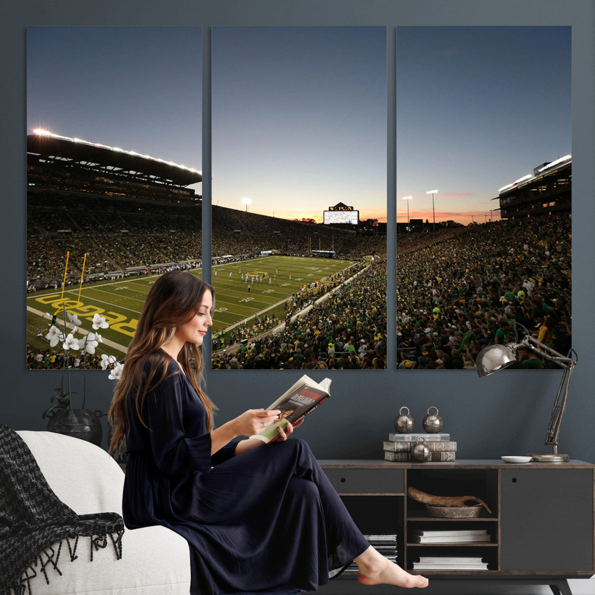 21429-MGV-CV-36X24 - Oregon Ducks Football Team Print - Eugene Autzen Stadium Wall Art Canvas Print
