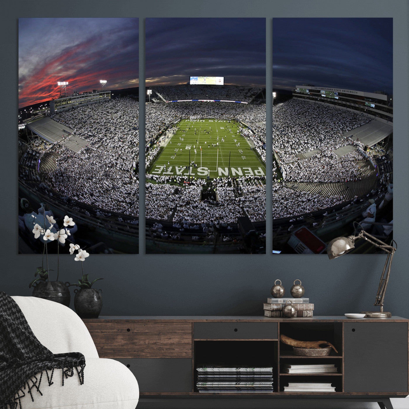 MGV-CV-48X32-3P - Penn State University Nittany Lions Football Team Print - University Park Beaver Stadium Wall Art