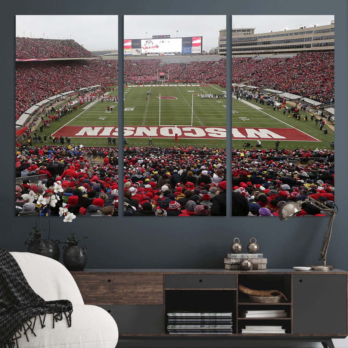 23461-MGV-CV-36X24 - Wisconsin Badgers Team Print Canvas, Madison Camp Randall Stadium Wall Art