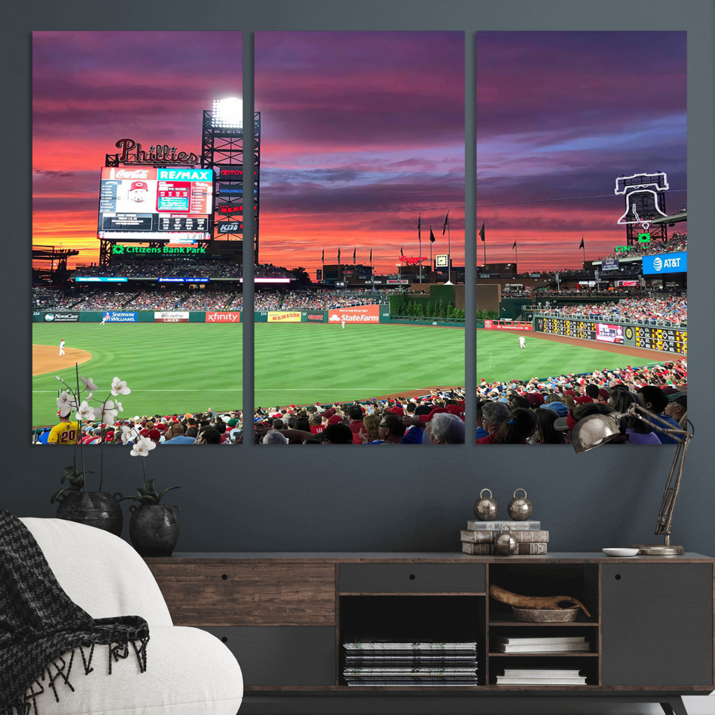 MGV-CV-48X32-3P - Philadelphia Phillies Baseball Team Print - Philadelphia Citizens Bank Park Stadium Wall Art Canvas