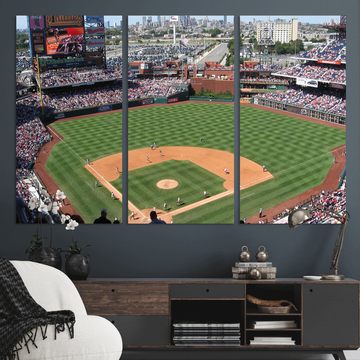 85755-MGV-CV-36X24 - Philadelphia Phillies Baseball Team Print - Philadelphia Citizens Bank Park Stadium Wall Art Canvas