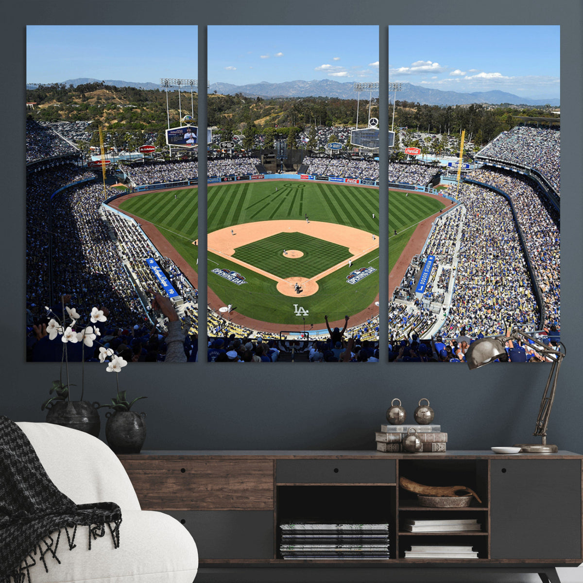 20436-MGV-CV-36X24 - Los Angeles Dodgers Dodger Stadium Wall Art Canvas Print, Framed and Ready to Hang