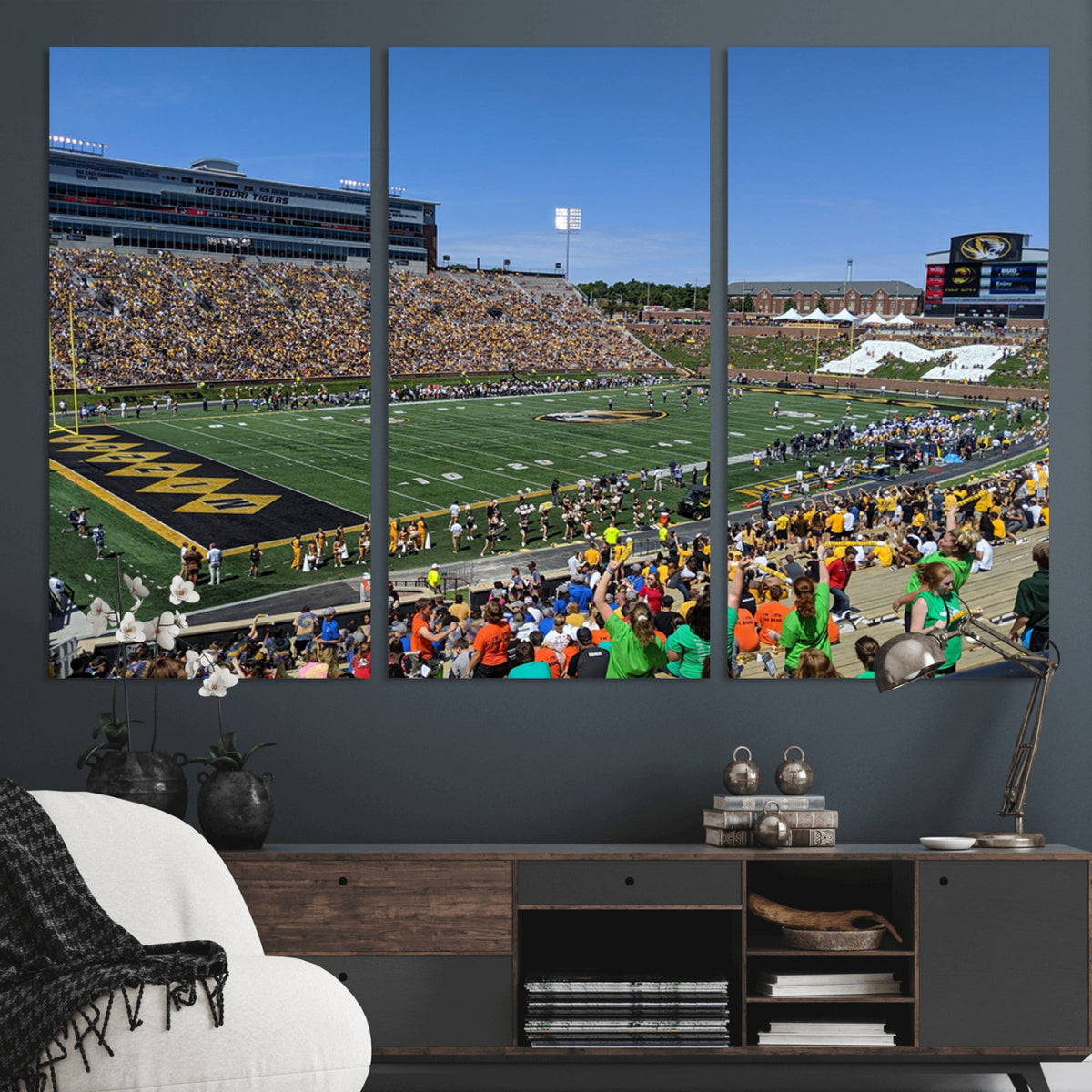 38399-MGV-CV-36X24 - University of Missouri Tigers Football Team Print, Columbia Faurot Field Memorial Stadium Wall Art