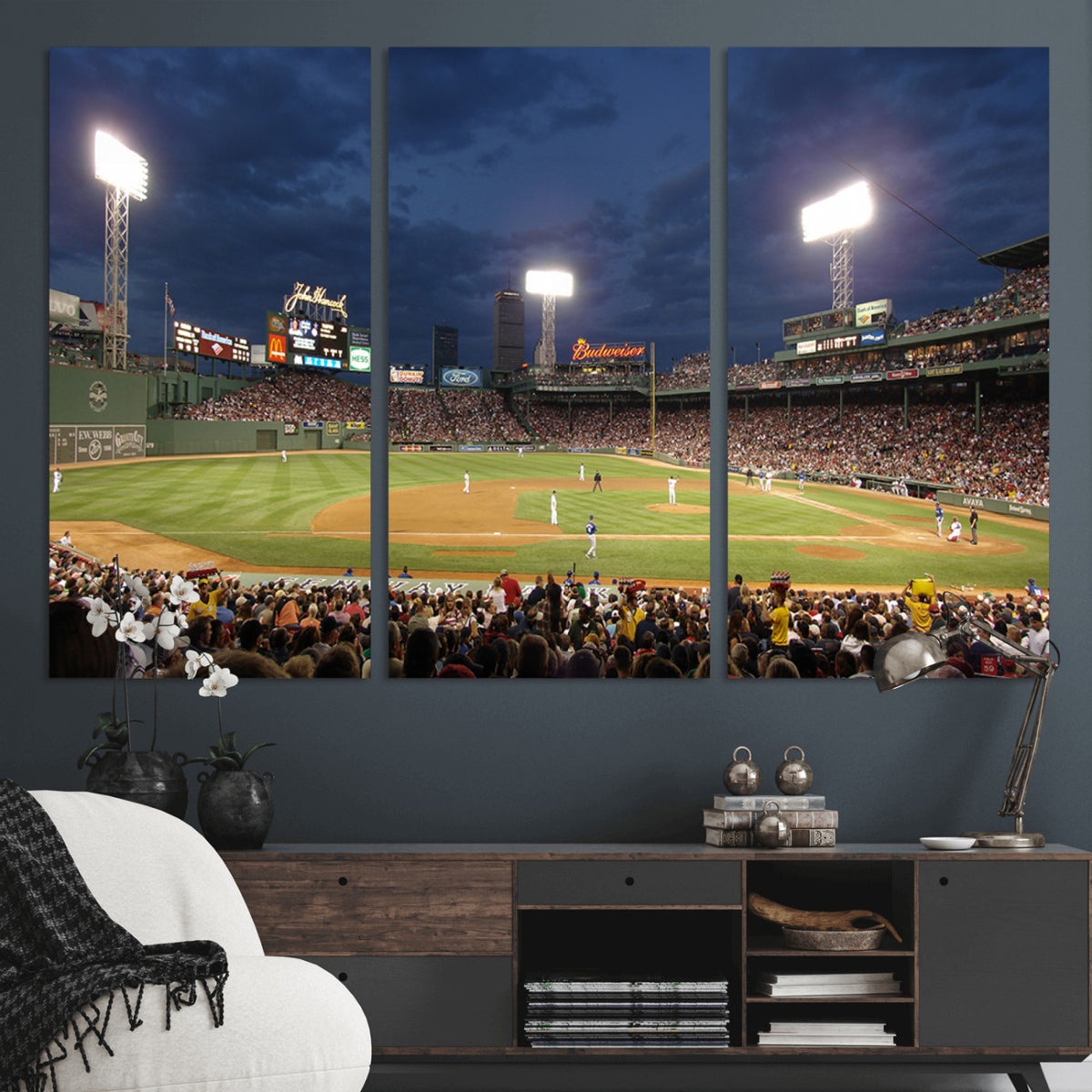 85099-MGV-CV-36X24 - Boston Red Sox Baseball Team Print Canvas, Massachusetts Fenway Park Stadium Wall Art